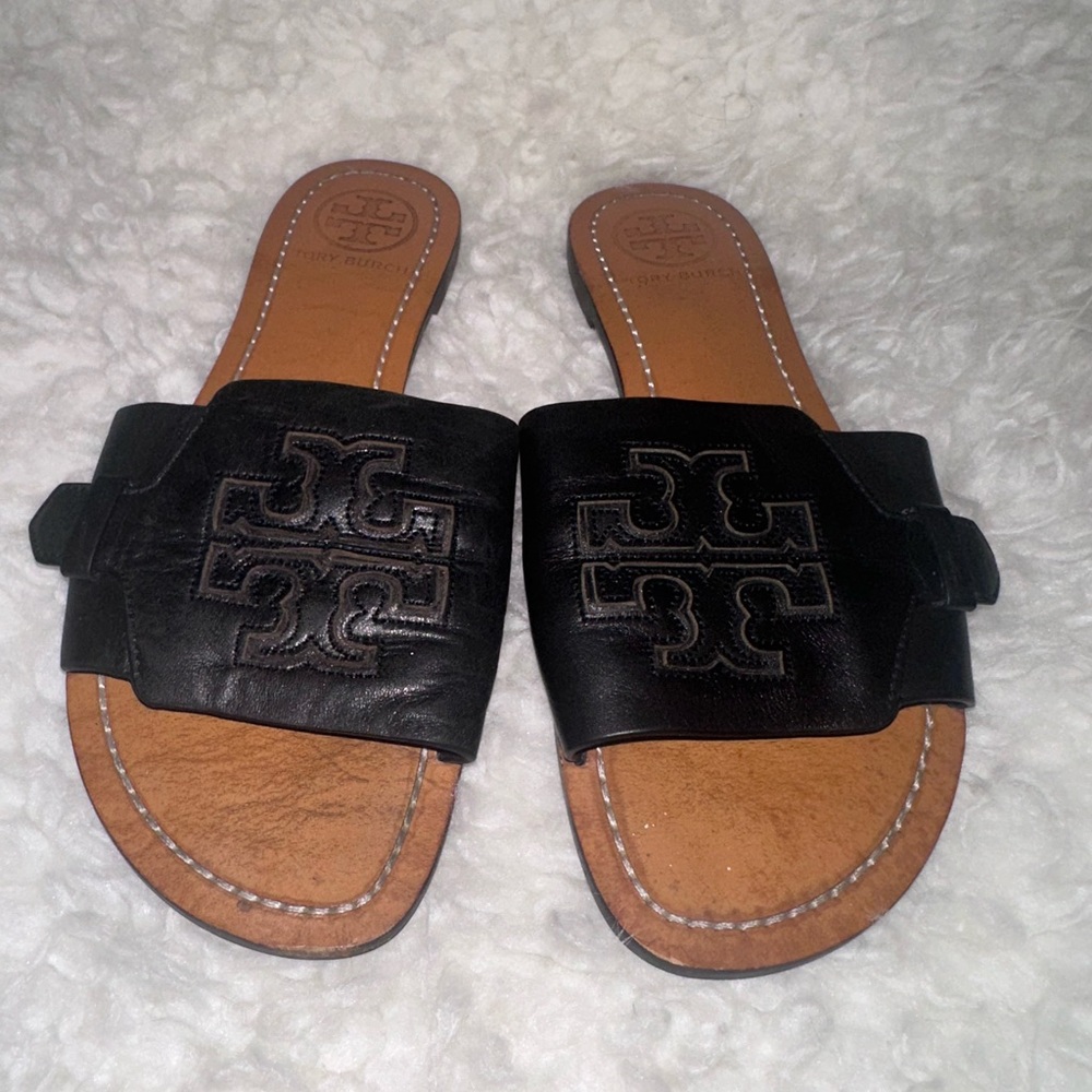 Tory Burch Melinda Sandals Slides 6.5 Black